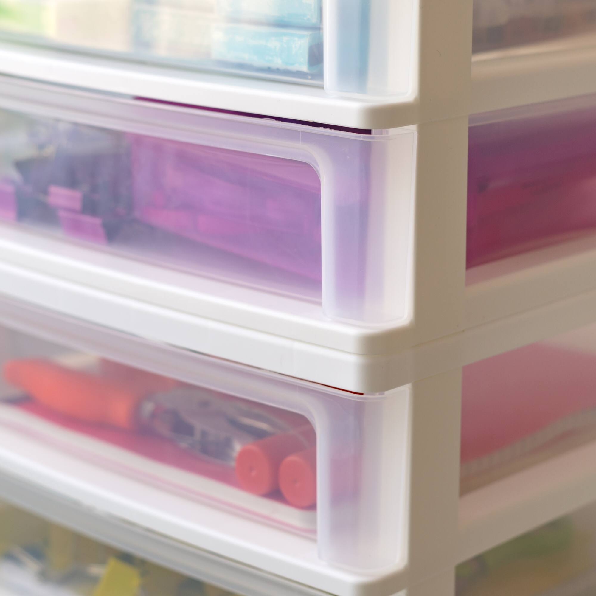 IRIS White 4-Drawer Desktop Plastic Drawer Organizer